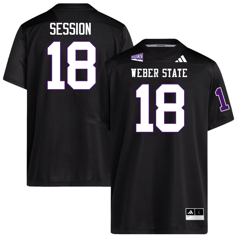 Weber State Wildcats #18 Marvin Session College Football Jerseys,Uniforms Stitched-Black